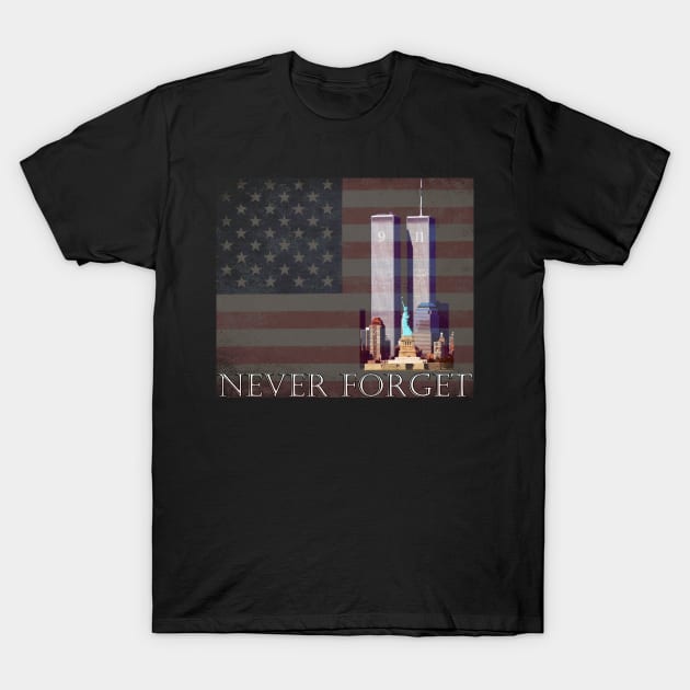 In Memory New York WTC 9 11 Never Forget Tshirt T-Shirt by gdimido